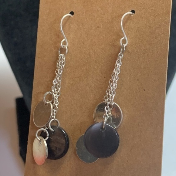 💐5/25 silver disc dangle bling drop statement - Picture 2 of 6